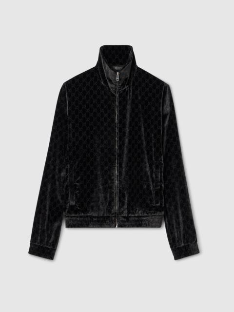 GUCCI GG stretch velvet devoré zipped jacket