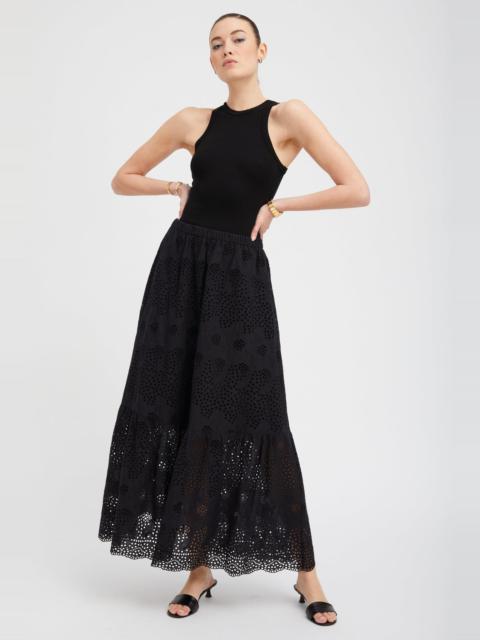 SPRWMN BLACK EYELET ALI MAXI SKIRT