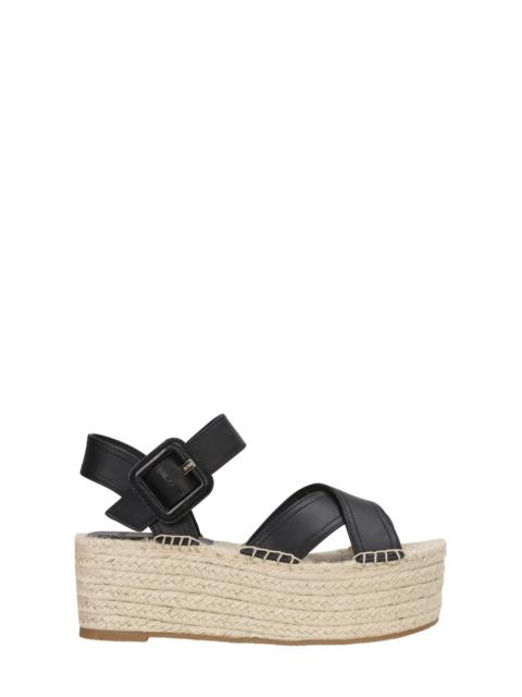BOSS BOSS Machica Espadrille Ankle Strap Platform Wedge Sandal in Black at Nordstrom