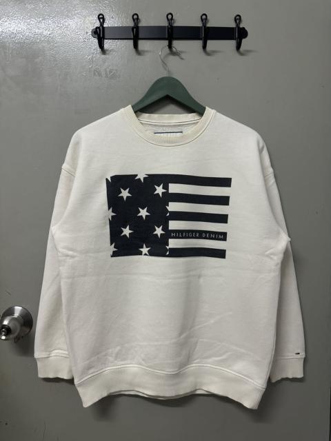Other Designers Vintage HILFIGER DENIM US Flag Logo Pullover Sweatshirt