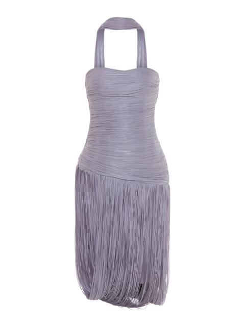 MARMAR HALIM Strapless Fringed Dress purple