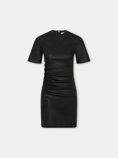 rabanne SHORT GATHERED DRESS IN LAMBSKIN