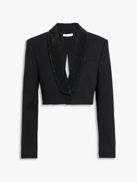 AREA Cropped crystal-embellished wool-twill blazer