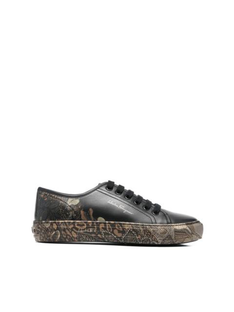 FERRAGAMO Ferragamo Ladies Black Borg Cubic Lace-Up Sneakers