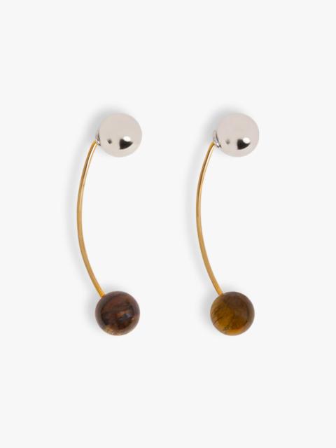 Dries Van Noten CHAIN STONE DROP EARRINGS | TIGER-EYE
