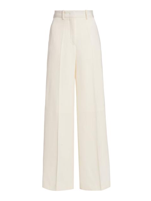 Jil Sander Pleated Silk-Blend Wide-Leg Pants ivory