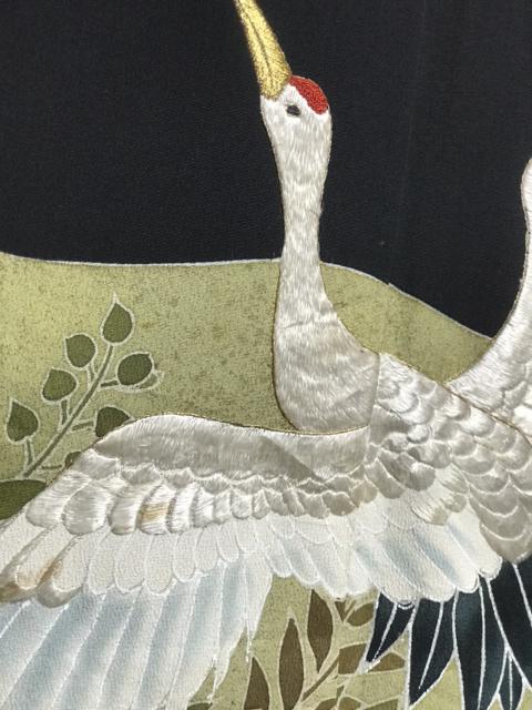 Other Designers Vintage - Vintage Embroidery Crane Kimono Japan