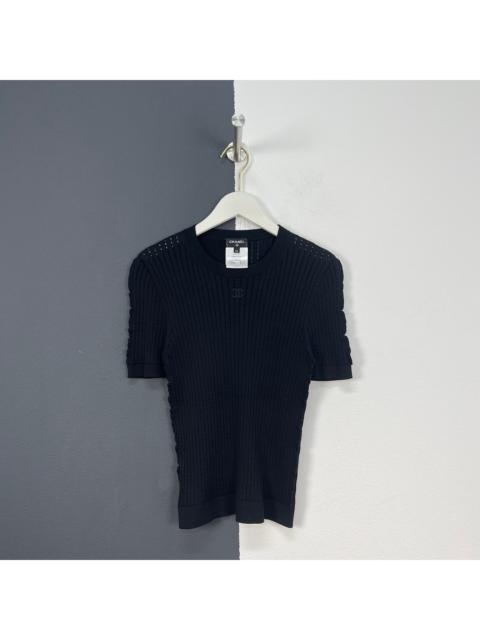 CHANEL Chanel Short Sleeve Knit Logo Top