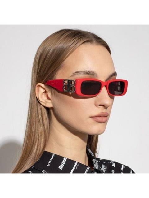 BALENCIAGA SALE! NEW Balenciaga BB0096S 015 Red Silver Logo Rectangle Unisex Sunglasses
