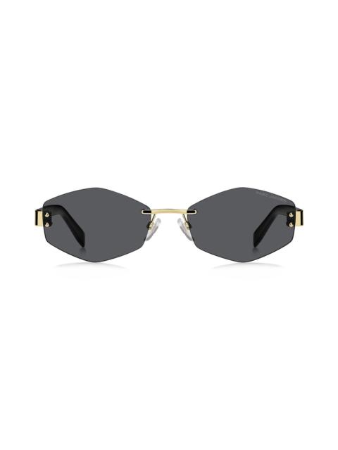 Marc Jacobs Marc Jacobs 57mm Geometric Sunglasses with Chain in Gold Black/Grey at Nordstrom
