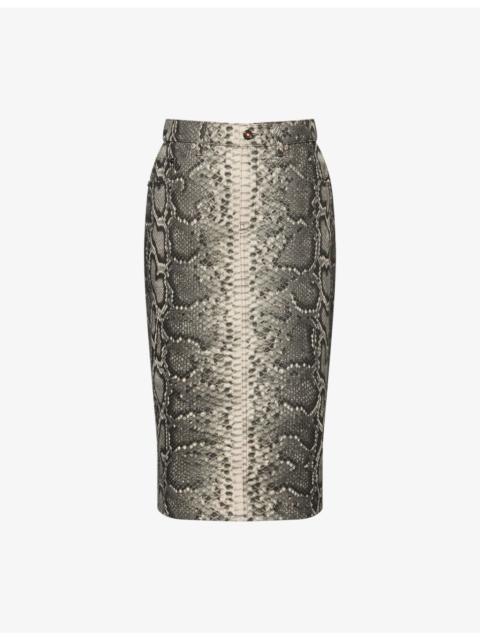 GABRIELA HEARST Adalaide Printed Denim Midi Skirt