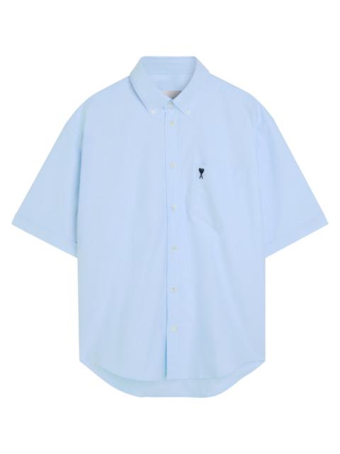 AMI Paris Ami Paris Logo-embroidered Cotton Gabardine Shirt