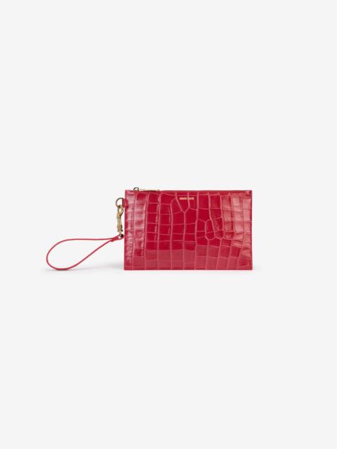 Roberto Cavalli Antique Rose Crocodile-Effect Clutch