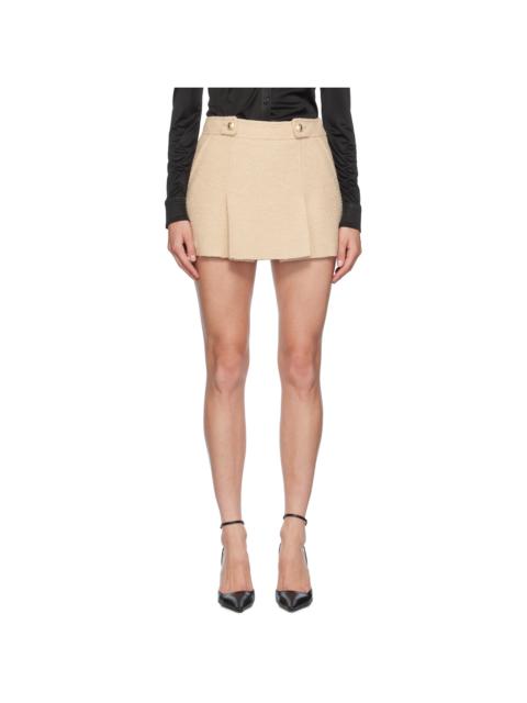 TOM FORD Beige Virgin Wool Pleated Miniskirt