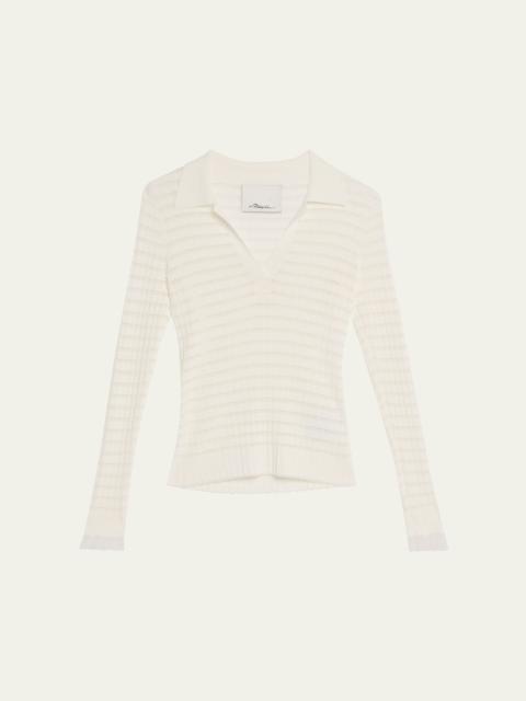 Long-Sleeve Polo Top
