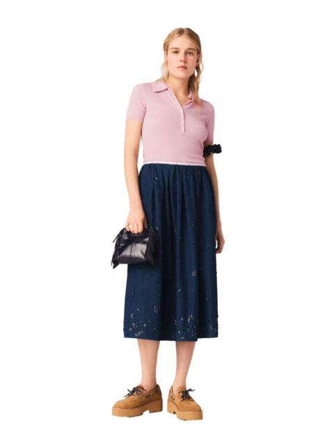 maje maje Embroidered denim midi skirt in Navy at Nordstrom