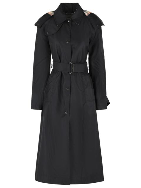 Burberry Burberry Long Car Coat With Black Nylon Hood