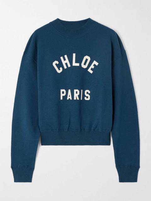 Printed cotton-jersey sweatshirt Navy