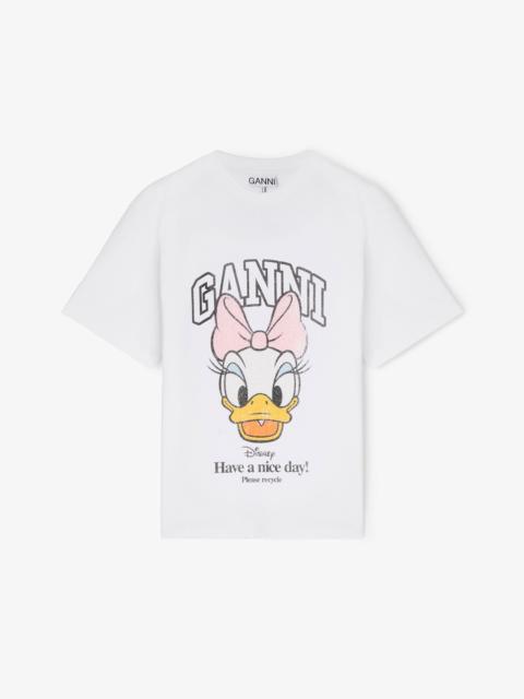 GANNI GANNI X DISNEY DAISY DUCK WHITE PRINTED CROPPED T-SHIRT