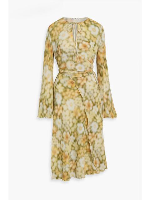 Acne Studios Wrap-effect printed satin-crepe midi dress