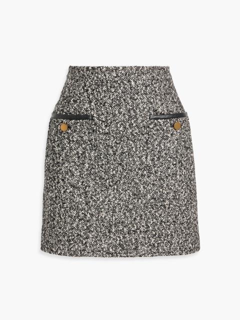 Max Mara Cosa leather-trimmed wool-blend tweed mini skirt