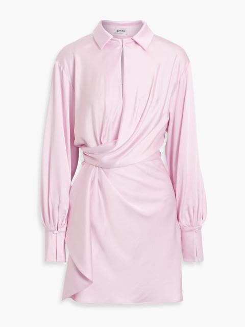 SIMKHAI Talit wrap-effect satin mini shirt dress