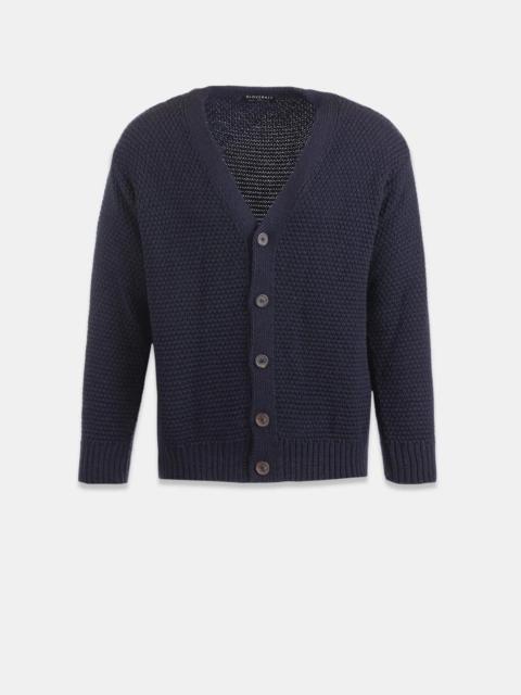 GLOVERALL Men's Moss Stitch Cardigan Navy