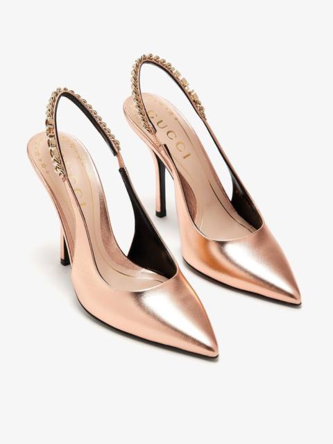 GUCCI Gucci Signoria Leather Slingback Pumps