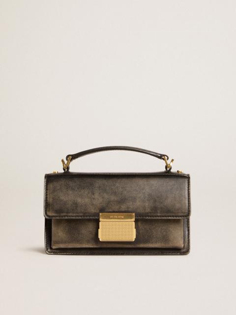 Small Venezia Bag in black distressed leather with gold details