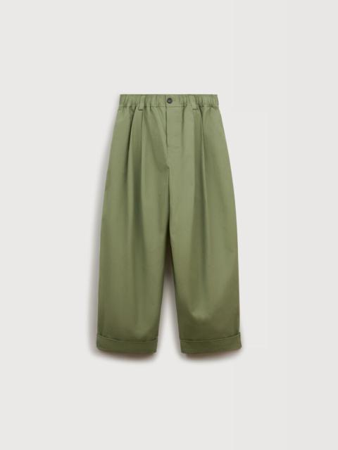 Marni GREEN CANVAS PANTS WITH PLEATS