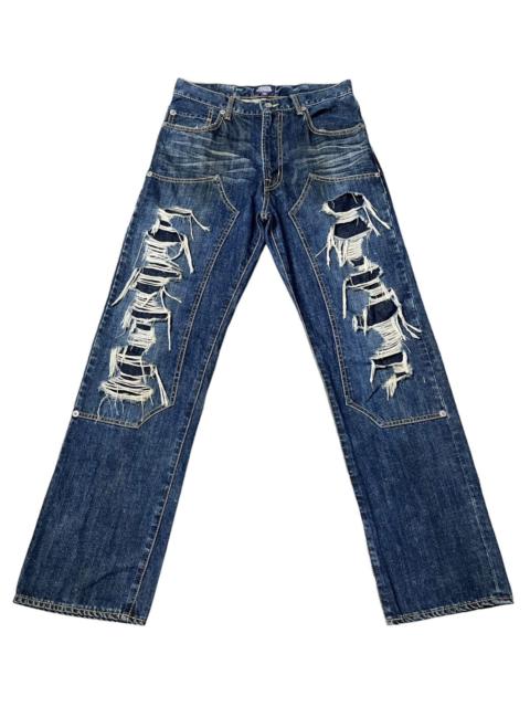 Other Designers Japanese Brand - FYE🔥PURPLE & YELLOW Vintage Ripped Double Knee Buckle Back