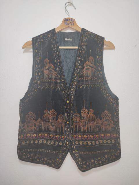 Other Designers Japanese Brand - Rolens Velvet Vest Silk Building Print Rare Design