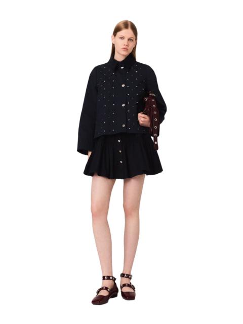 maje maje Cropped velvet collar jacket in Navy at Nordstrom