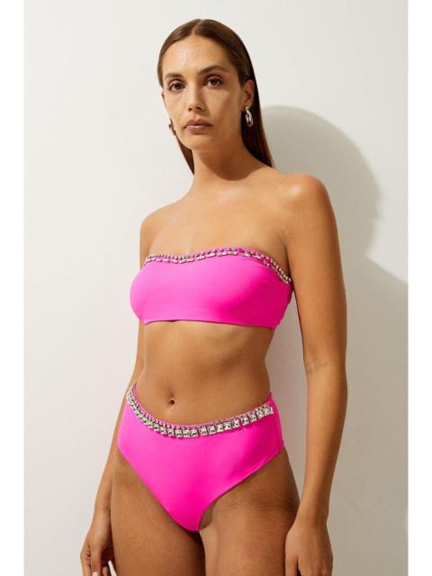 KAREN MILLEN Premium Embellished High Waist Bikini Bottoms