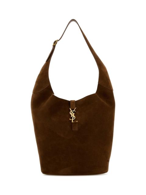 SAINT LAURENT Brown Suede Le 5 ã  7 Shoulder Bag