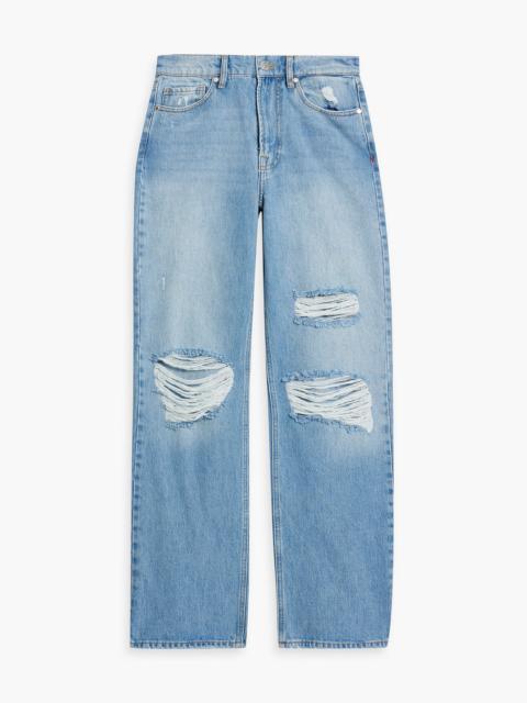 Other Designers Brown distressed high-rise wide-leg jeans