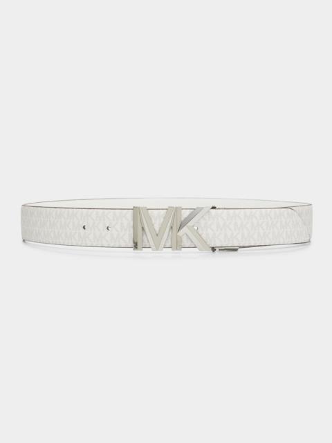 MICHAEL KORS MK Logo Reversible Black Leather Belt