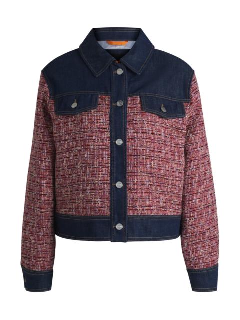 BOSS MULTICOLORED-TWEED JACKET WITH DENIM TRIMS