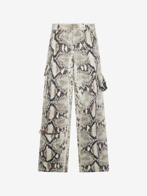 Roberto Cavalli Rock Cargo Jeans With Python Print