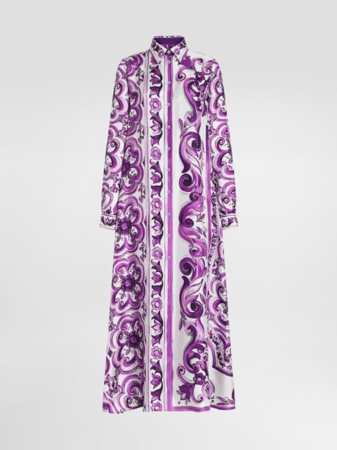 Dolce & Gabbana Majolica-print long twill shirt dress