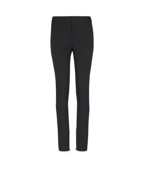 Balmain Zipped slim-fit grain de poudre trousers