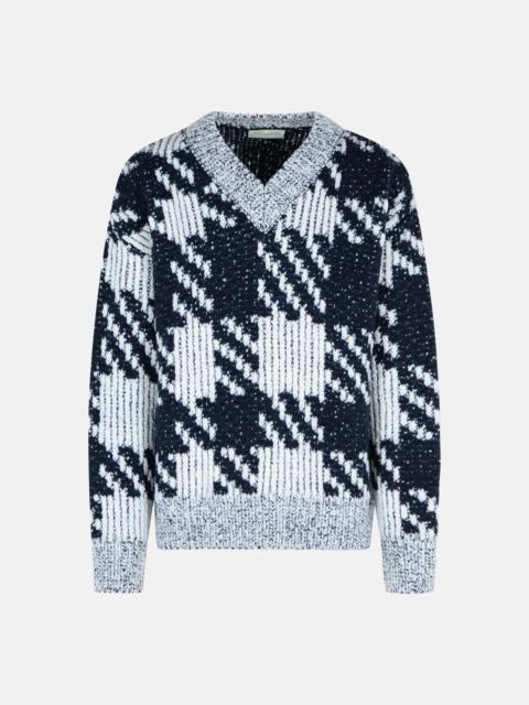 Dries Van Noten WHITE and NAVY 'MACAO' WOOL AND ALPACA SWEATER
