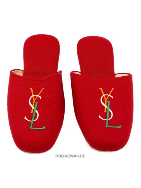 SAINT LAURENT Yves Saint Laurent YSL Logo Slipper - Red Canvas