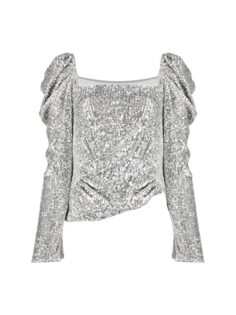 SIMKHAI Allura Hammered sequin-embellished blouse
