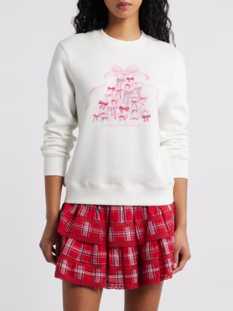 LoveShackFancy LoveShackFancy Havenleigh Holiday Graphic Sweatshirt in White at Nordstrom