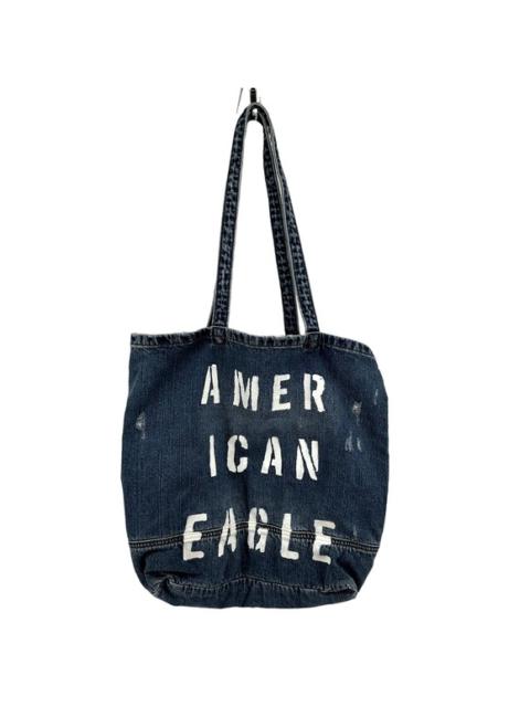 Other Designers American Eagle Outfitters Denim Tote Beach Bag Distressed Logo Cotton One Size