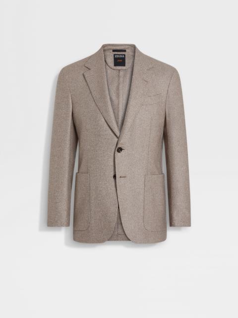 ZEGNA LIGHT BEIGE AND LIGHT TAUPE SILK AND CASHMERE JACKET