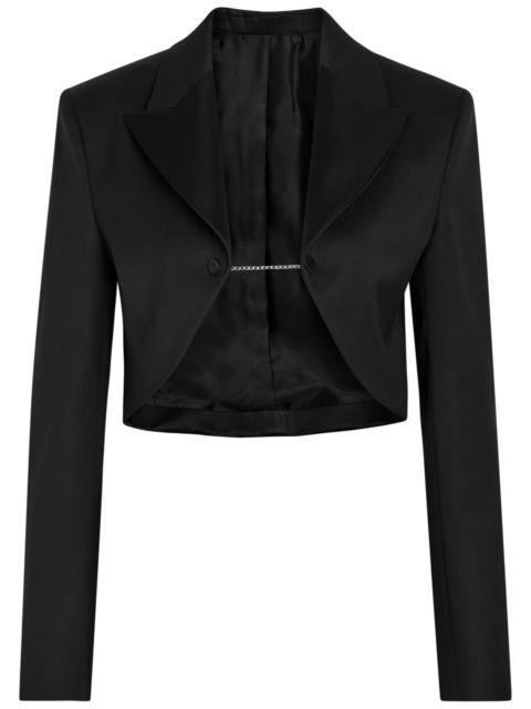 Alaïa Alaïa Tuxedo Bolero Cropped Silk and Stretch-wool Jacket