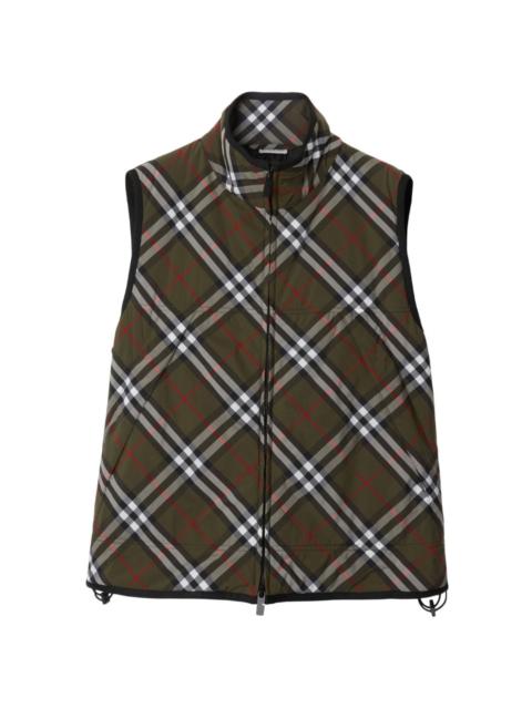 checked padded gilet