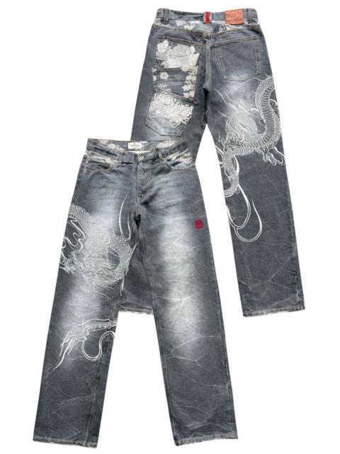 Other Designers Vintage - Karakuri Tamashi Japan Sukajan Dragon Denim Jeans 33x33